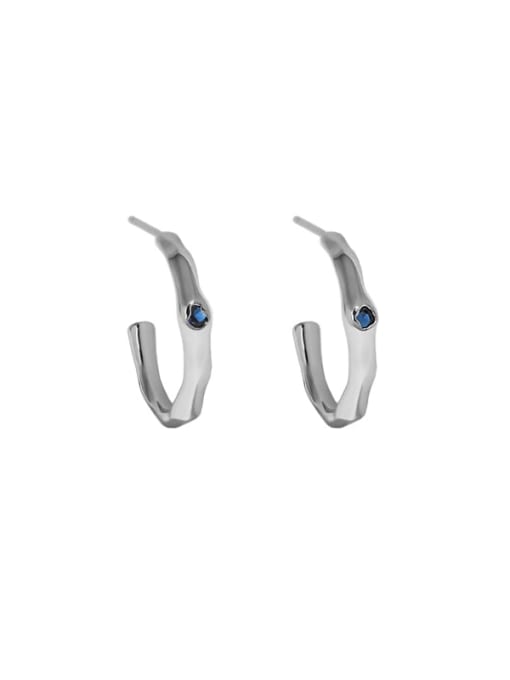 White gold [Blue ] 925 Sterling Silver Geometric Minimalist Stud Earring
